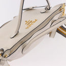 PRADA Hand Bag Vittero Dino Leather 2way White Gold Auth 189711A-6