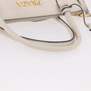 PRADA Hand Bag Vittero Dino Leather 2way White Gold Auth 189711A-7