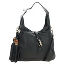 GUCCI Bamboo New Jackie Shoulder Bag Leather 2way Black Gold 246907 Auth 189713V-1
