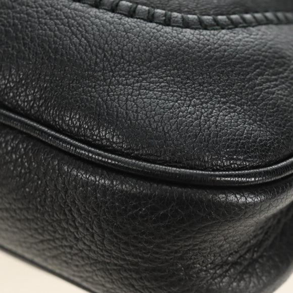 GUCCI Bamboo New Jackie Shoulder Bag Leather 2way Black Gold 246907 Auth 189713V