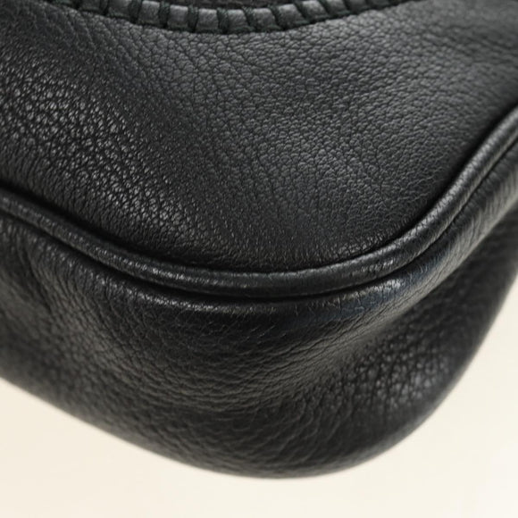GUCCI Bamboo New Jackie Shoulder Bag Leather 2way Black Gold 246907 Auth 189713V