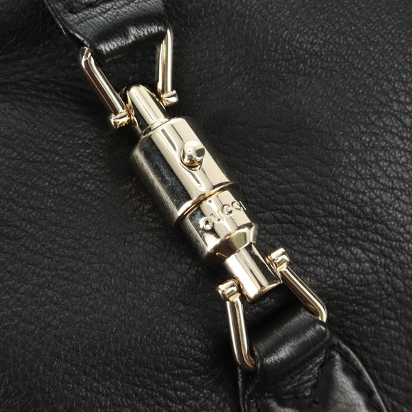 GUCCI Bamboo New Jackie Shoulder Bag Leather 2way Black Gold 246907 Auth 189713V