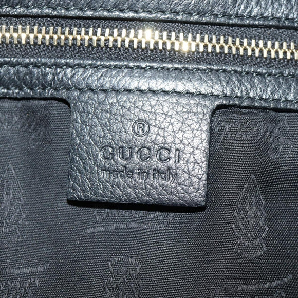 GUCCI Bamboo New Jackie Shoulder Bag Leather 2way Black Gold 246907 Auth 189713V