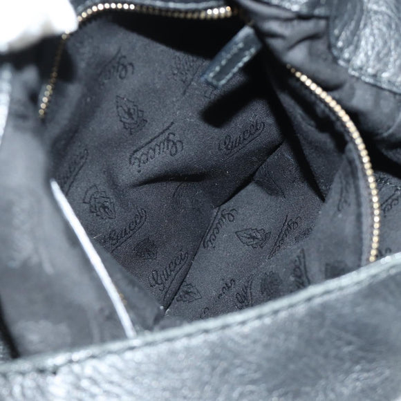 GUCCI Bamboo New Jackie Shoulder Bag Leather 2way Black Gold 246907 Auth 189713V