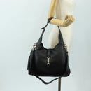 GUCCI Bamboo New Jackie Shoulder Bag Leather 2way Black Gold 246907 Auth 189713V-28