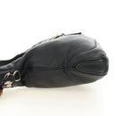 GUCCI Bamboo New Jackie Shoulder Bag Leather 2way Black Gold 246907 Auth 189713V-4