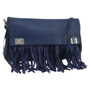 PRADA Shoulder Bag Leather Blue Silver Auth 189715A-1