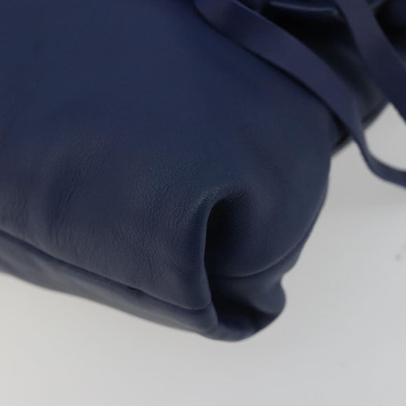 PRADA Shoulder Bag Leather Blue Silver Auth 189715A