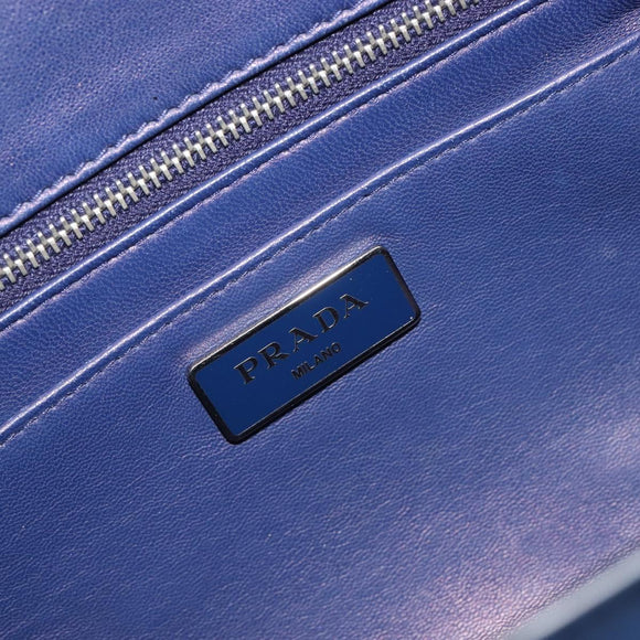 PRADA Shoulder Bag Leather Blue Silver Auth 189715A