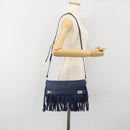 PRADA Shoulder Bag Leather Blue Silver Auth 189715A-26