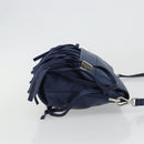 PRADA Shoulder Bag Leather Blue Silver Auth 189715A-3