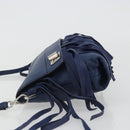 PRADA Shoulder Bag Leather Blue Silver Auth 189715A-4