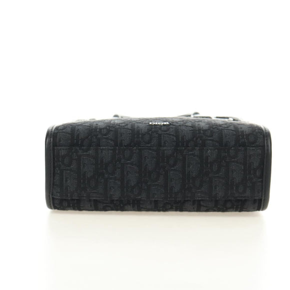 Christian Dior Trotter Canvas Safari Hand Bag 2way Black Silver Auth 189716SM