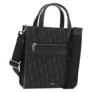 Christian Dior Trotter Canvas Safari Hand Bag 2way Black Silver Auth 189716SM-1