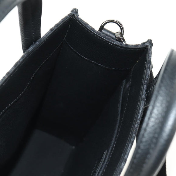 Christian Dior Trotter Canvas Safari Hand Bag 2way Black Silver Auth 189716SM