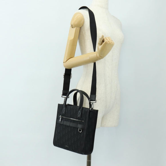 Christian Dior Trotter Canvas Safari Hand Bag 2way Black Silver Auth 189716SM