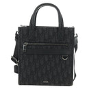Christian Dior Trotter Canvas Safari Hand Bag 2way Black Silver Auth 189716SM-13