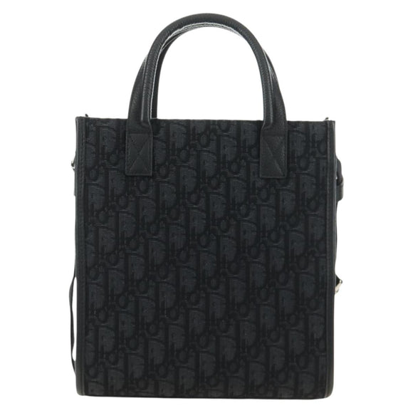 Christian Dior Trotter Canvas Safari Hand Bag 2way Black Silver Auth 189716SM
