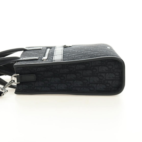 Christian Dior Trotter Canvas Safari Hand Bag 2way Black Silver Auth 189716SM