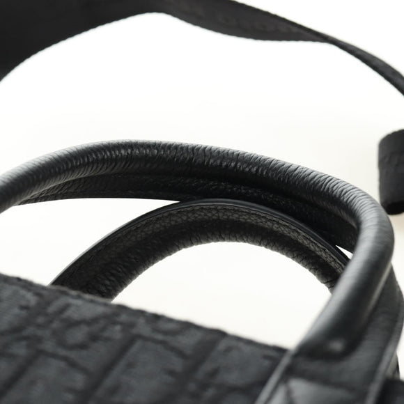 Christian Dior Trotter Canvas Safari Hand Bag 2way Black Silver Auth 189716SM