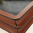 CELINE Macadam Canvas Trionfenvelope Shoulder Bag PVC Black Gold Auth 189718SM-16