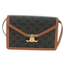 CELINE Macadam Canvas Trionfenvelope Shoulder Bag PVC Black Gold Auth 189718SM-13