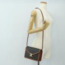 CELINE Macadam Canvas Trionfenvelope Shoulder Bag PVC Black Gold Auth 189718SM-27