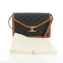 CELINE Macadam Canvas Trionfenvelope Shoulder Bag PVC Black Gold Auth 189718SM-12