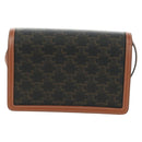 CELINE Macadam Canvas Trionfenvelope Shoulder Bag PVC Black Gold Auth 189718SM-2