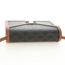 CELINE Macadam Canvas Trionfenvelope Shoulder Bag PVC Black Gold Auth 189718SM-6