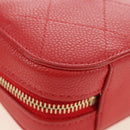 CHANEL Matelasse Chic Affinity Chain Bag Caviar Skin Red Gold CC Auth 189719M-15