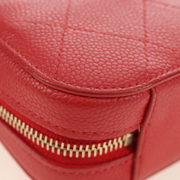CHANEL Matelasse Chic Affinity Chain Bag Caviar Skin Red Gold CC Auth 189719M