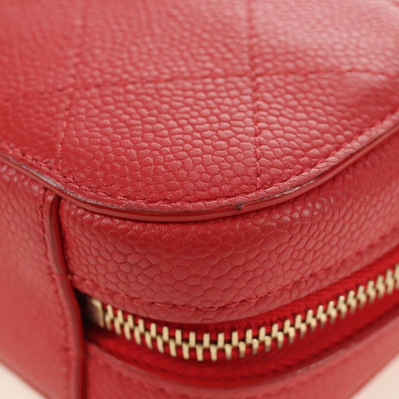 CHANEL Matelasse Chic Affinity Chain Bag Caviar Skin Red Gold CC Auth 189719M