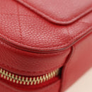 CHANEL Matelasse Chic Affinity Chain Bag Caviar Skin Red Gold CC Auth 189719M-17