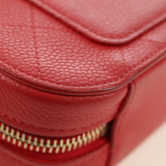 CHANEL Matelasse Chic Affinity Chain Bag Caviar Skin Red Gold CC Auth 189719M