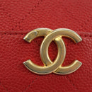 CHANEL Matelasse Chic Affinity Chain Bag Caviar Skin Red Gold CC Auth 189719M-19