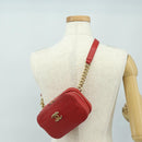 CHANEL Matelasse Chic Affinity Chain Bag Caviar Skin Red Gold CC Auth 189719M-25