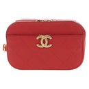 CHANEL Matelasse Chic Affinity Chain Bag Caviar Skin Red Gold CC Auth 189719M-13