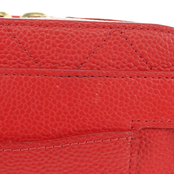 CHANEL Matelasse Chic Affinity Chain Bag Caviar Skin Red Gold CC Auth 189719M