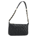 CHANEL Matelasse Chain Shoulder Bag Caviar Skin Black Gold CC Auth 189723V-1