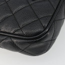 CHANEL Matelasse Chain Shoulder Bag Caviar Skin Black Gold CC Auth 189723V-16