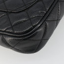CHANEL Matelasse Chain Shoulder Bag Caviar Skin Black Gold CC Auth 189723V-18