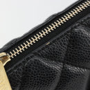 CHANEL Matelasse Chain Shoulder Bag Caviar Skin Black Gold CC Auth 189723V-9