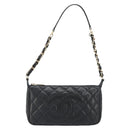 CHANEL Matelasse Chain Shoulder Bag Caviar Skin Black Gold CC Auth 189723V-13