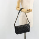 CHANEL Matelasse Chain Shoulder Bag Caviar Skin Black Gold CC Auth 189723V-25