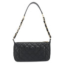 CHANEL Matelasse Chain Shoulder Bag Caviar Skin Black Gold CC Auth 189723V-2