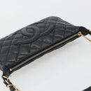 CHANEL Matelasse Chain Shoulder Bag Caviar Skin Black Gold CC Auth 189723V-6