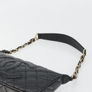 CHANEL Matelasse Chain Shoulder Bag Caviar Skin Black Gold CC Auth 189723V-14