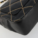 CHANEL Wild Stitch Chain Shoulder Bag Leather Black Gold CC Auth 189724V-18