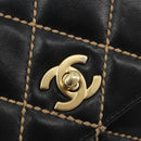 CHANEL Wild Stitch Chain Shoulder Bag Leather Black Gold CC Auth 189724V-19